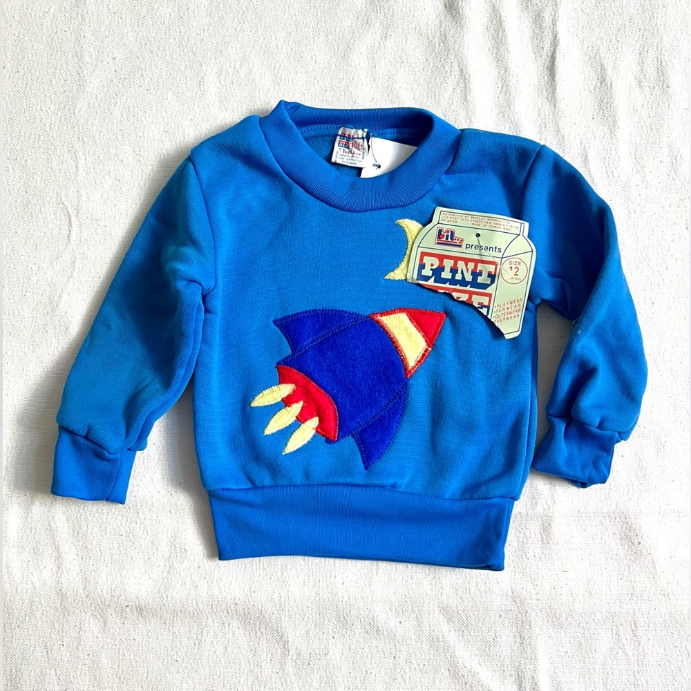 Vintage brand new with tags Blue Rocket & moon Crew neck pull over